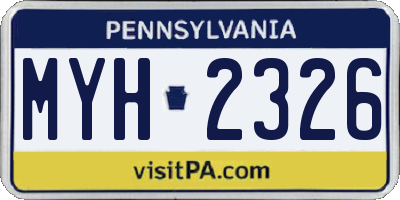 PA license plate MYH2326