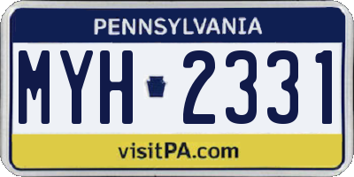 PA license plate MYH2331