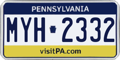 PA license plate MYH2332