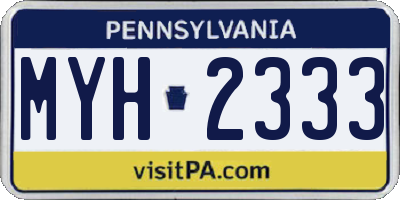 PA license plate MYH2333
