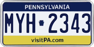 PA license plate MYH2343