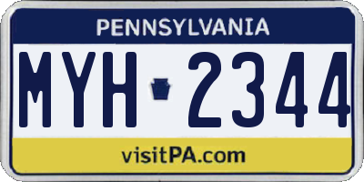 PA license plate MYH2344
