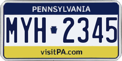 PA license plate MYH2345