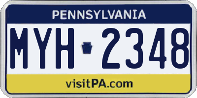PA license plate MYH2348