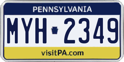 PA license plate MYH2349