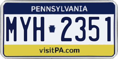 PA license plate MYH2351
