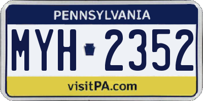 PA license plate MYH2352