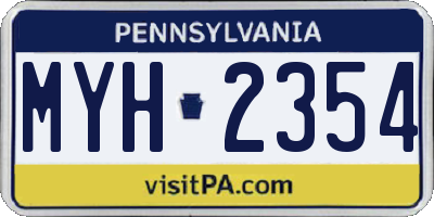 PA license plate MYH2354