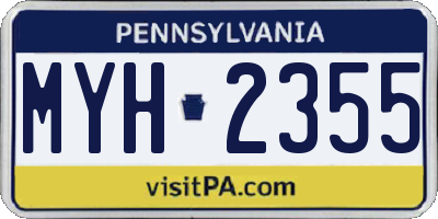 PA license plate MYH2355