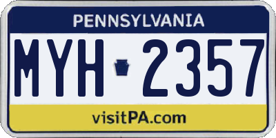 PA license plate MYH2357