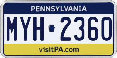 PA license plate MYH2360