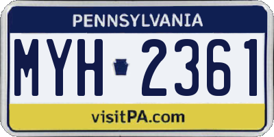 PA license plate MYH2361