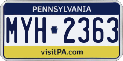 PA license plate MYH2363