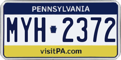 PA license plate MYH2372