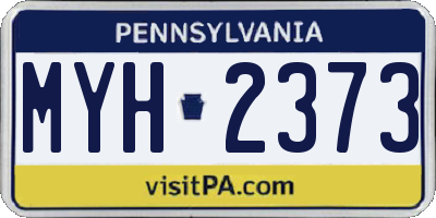 PA license plate MYH2373