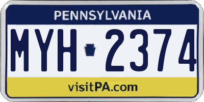 PA license plate MYH2374