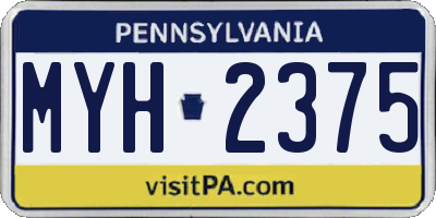 PA license plate MYH2375