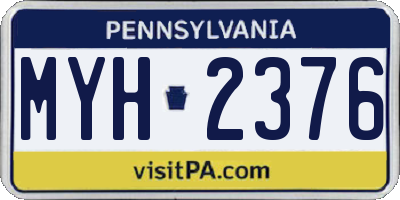 PA license plate MYH2376