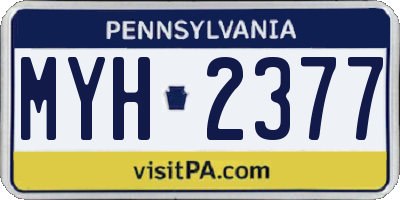 PA license plate MYH2377