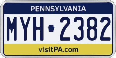 PA license plate MYH2382