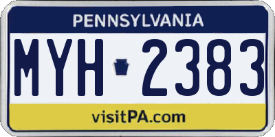 PA license plate MYH2383