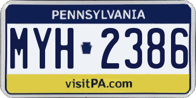 PA license plate MYH2386