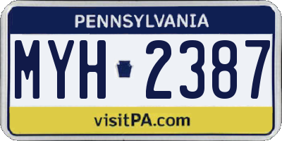 PA license plate MYH2387