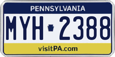 PA license plate MYH2388