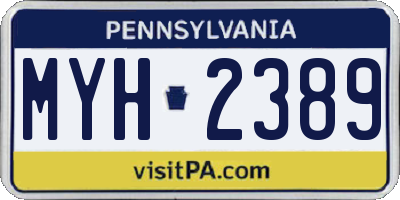 PA license plate MYH2389