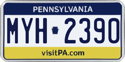 PA license plate MYH2390