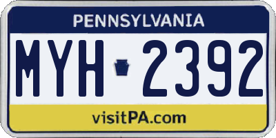 PA license plate MYH2392