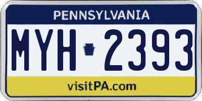 PA license plate MYH2393