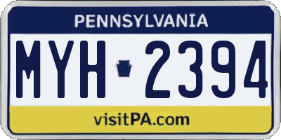 PA license plate MYH2394