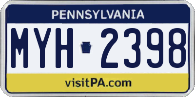 PA license plate MYH2398