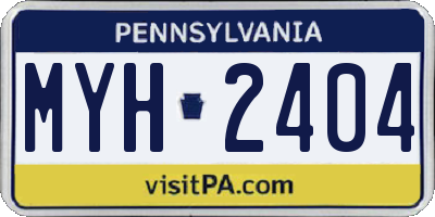 PA license plate MYH2404
