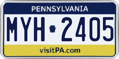 PA license plate MYH2405