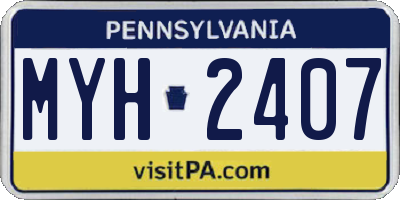 PA license plate MYH2407