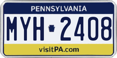 PA license plate MYH2408