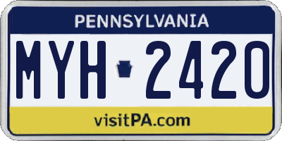 PA license plate MYH2420