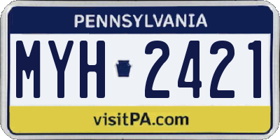 PA license plate MYH2421