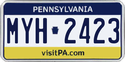 PA license plate MYH2423