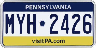 PA license plate MYH2426