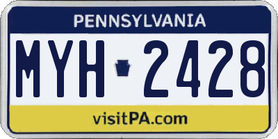 PA license plate MYH2428
