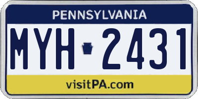 PA license plate MYH2431