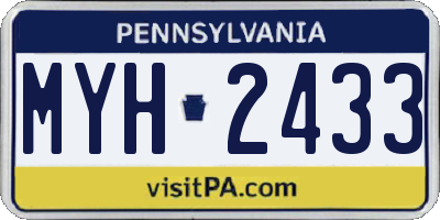 PA license plate MYH2433