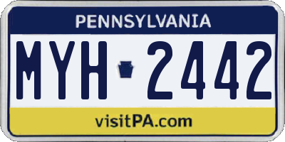 PA license plate MYH2442