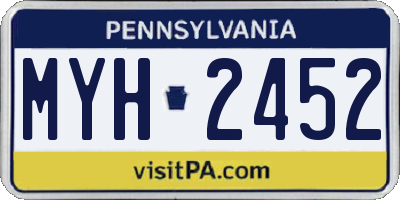 PA license plate MYH2452