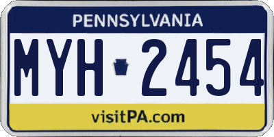 PA license plate MYH2454