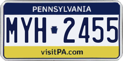 PA license plate MYH2455