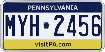 PA license plate MYH2456